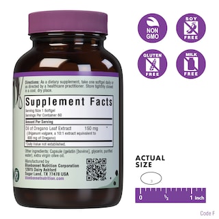 Foto 2 | Suplemento De Aceite De Orégano Bluebonnet Nutrition 150 Mg 60 Cápsulas Blandas - Venta Internacional.