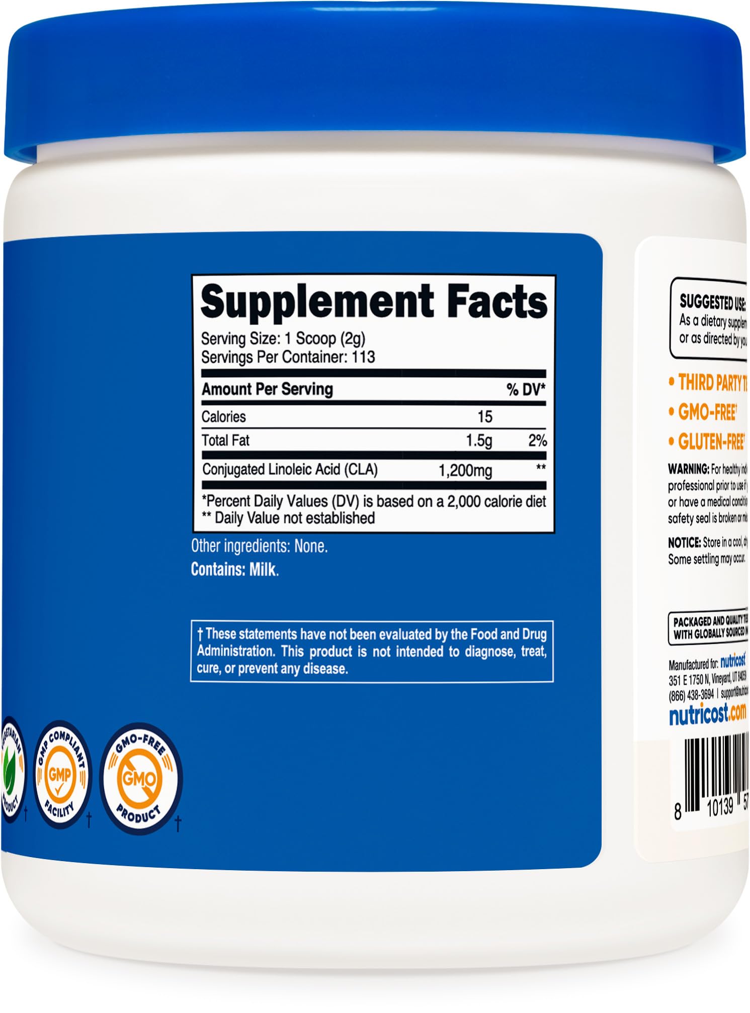 Foto 5 | Suplemento Nutricost Cla (ácido Linoleico Conjugado) 227 G En Polvo - Venta Internacional.