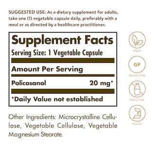 Foto 2 | Suplemento Solgar Policosanol 20 Mg 100 Cápsulas Vegetales - Venta Internacional.