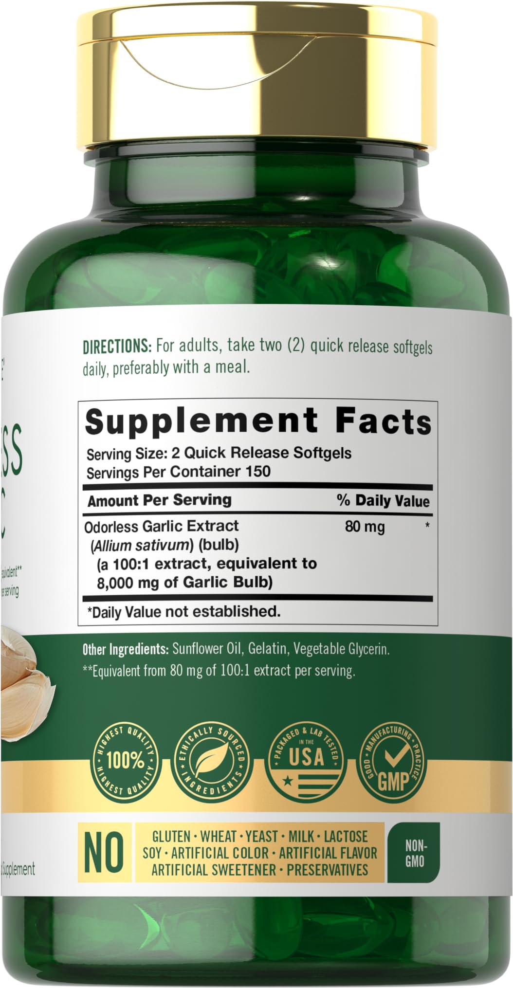 Foto 2 | Cápsulas Blandas De Ajo Sin Olor Supplement Carlyle, 8000 Mg, 300 Unidades - Venta Internacional.