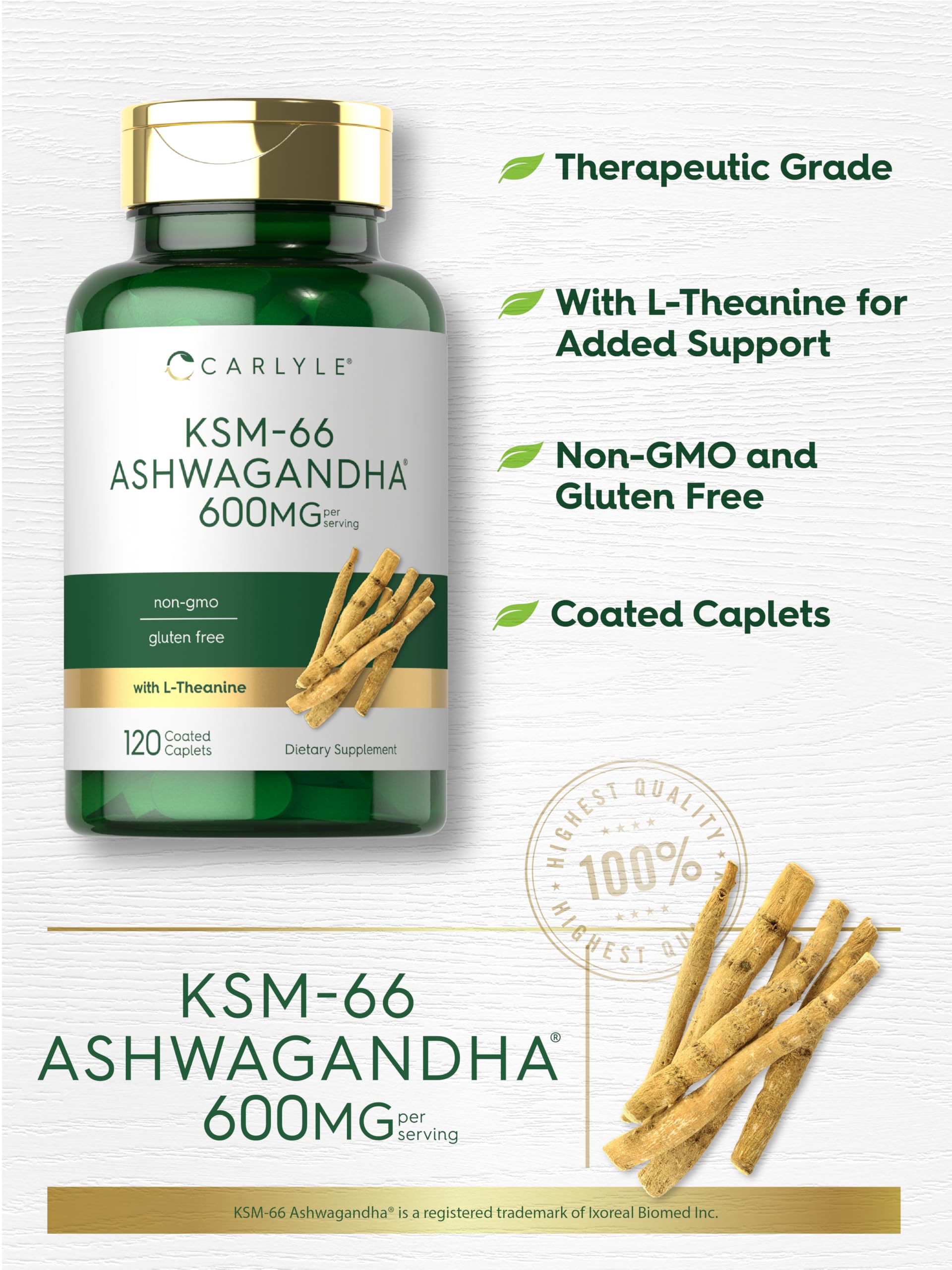 Foto 5 pulgar | Suplemento Carlyle Ksm-66 Ashwagandha 600 Mg 120 Cápsulas - Venta Internacional.