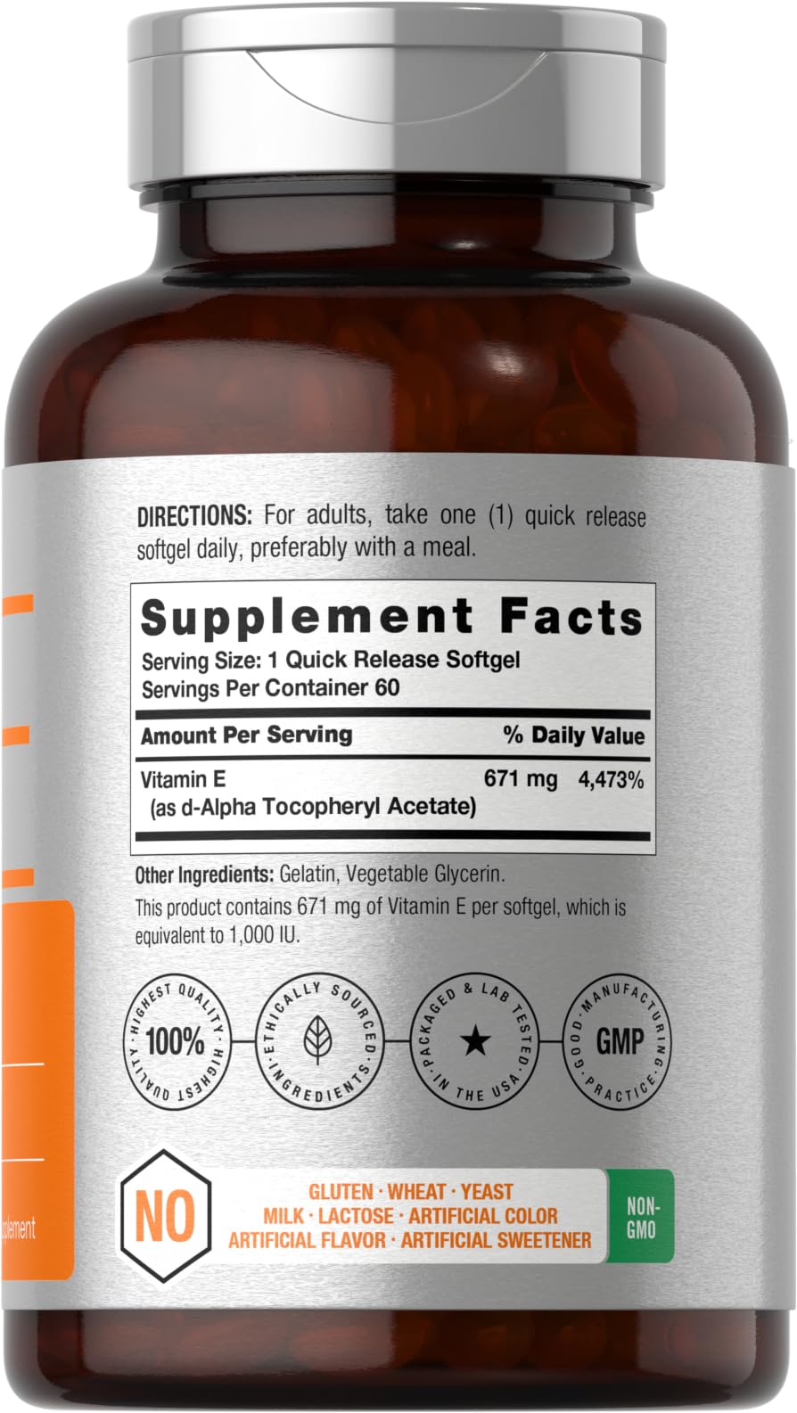 Foto 3 pulgar | Suplemento Horbäach De Vitamina E, 1000 Ui, Cápsulas Blandas, 60 Unidades - Venta Internacional.
