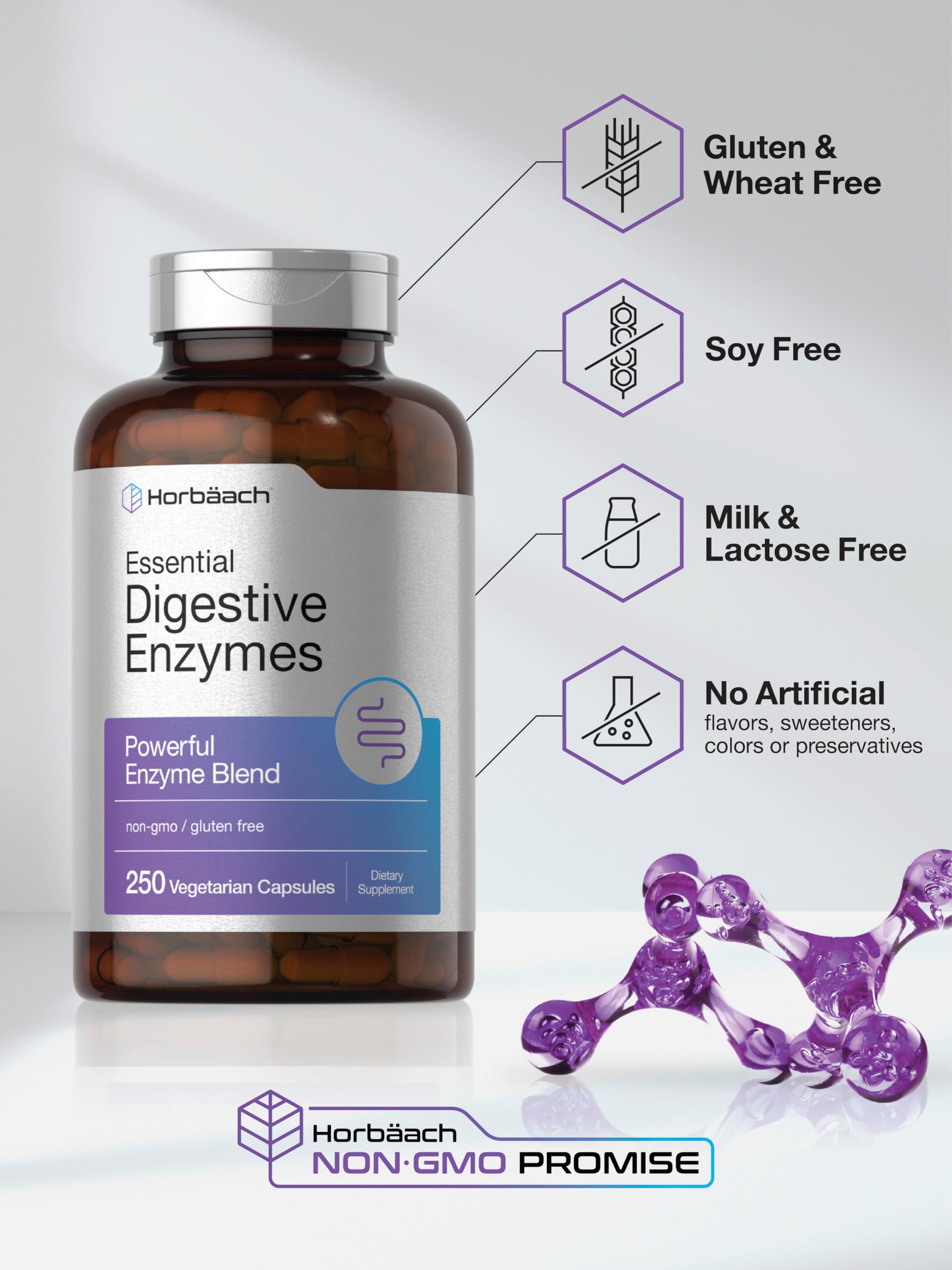 Foto 5 | Suplemento Horbäach Essential Digestive Enzymes 250 Cápsulas - Venta Internacional.