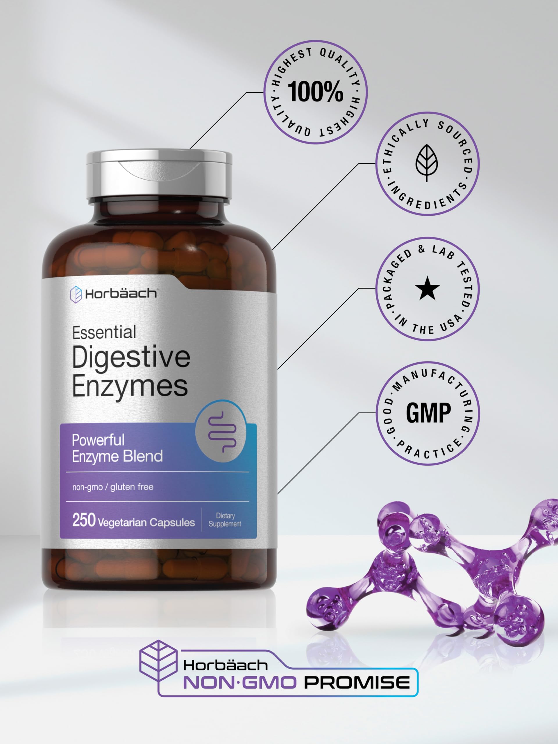 Foto 6 | Suplemento Horbäach Essential Digestive Enzymes 250 Cápsulas - Venta Internacional.