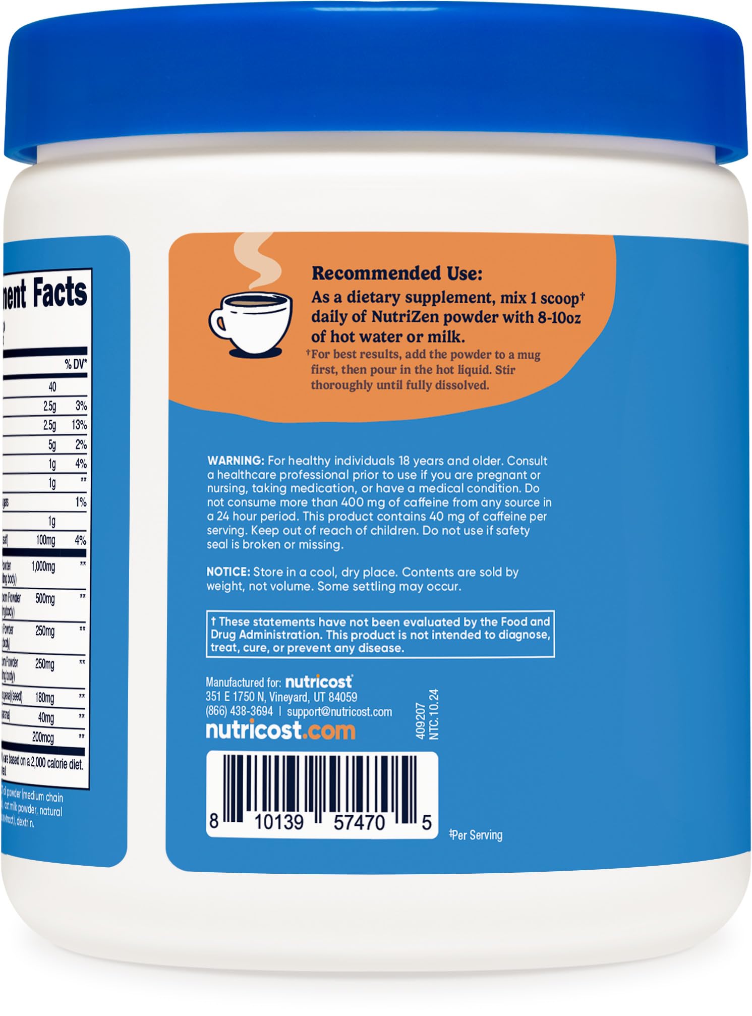 Foto 5 pulgar | Beba Nutricost Nutrizen Am Focus: Hongo Adaptógeno - Venta Internacional.