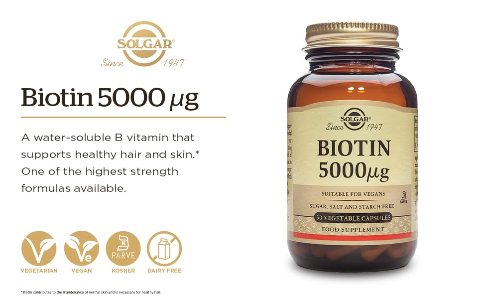 Foto 3 | Suplemento Solgar Biotina De 5000 Mcg, 100 Cápsulas Vegetarianas Para Piel Y Cabello - Venta Internacional.