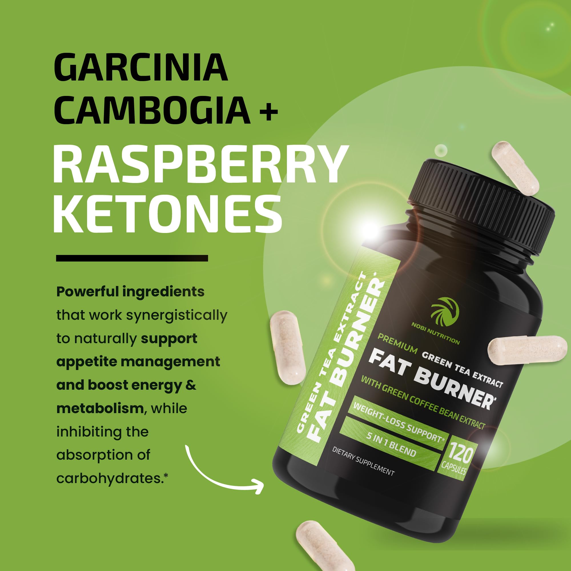 Foto 5 | Suplemento Quemador De Grasa De Té Verde Nobi Nutrition 120 Cápsulas - Venta Internacional.