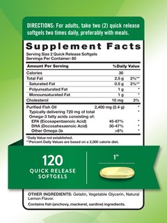 Foto 2 | Suplemento De Aceite De Pescado Nature's Truth 2400 Mg 120 Cápsulas Blandas - Venta Internacional.