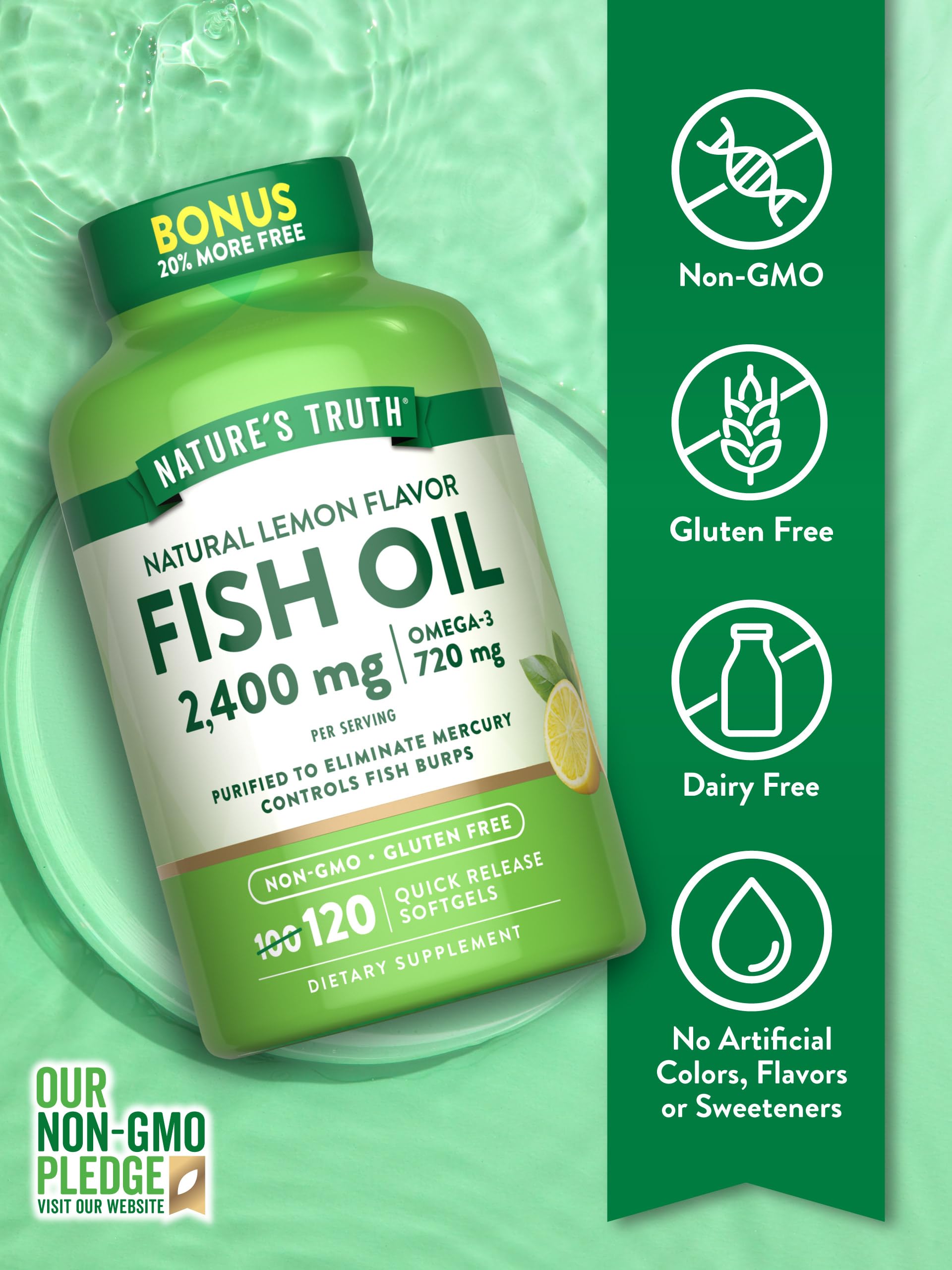 Foto 4 pulgar | Suplemento De Aceite De Pescado Nature's Truth 2400 Mg 120 Cápsulas Blandas - Venta Internacional.