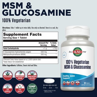 Foto 2 | Suplemento Kal Msm Y Glucosamina, 60 Comprimidos, Healthy Joint - Venta Internacional.