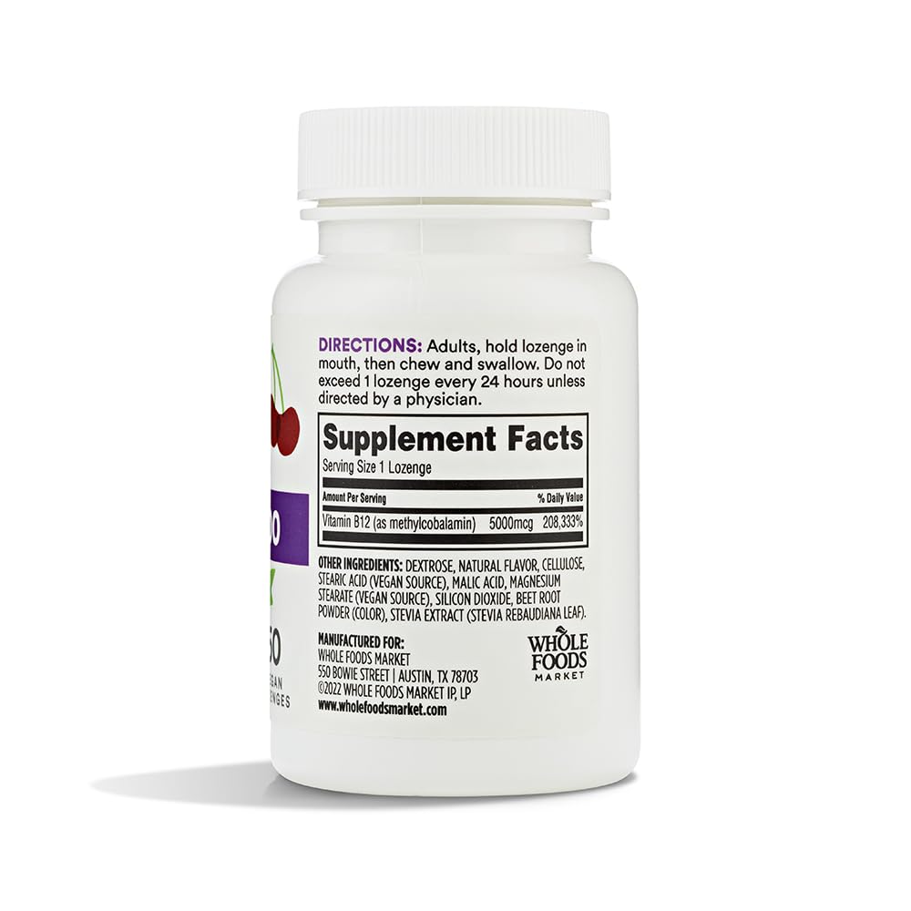 Foto 4 pulgar | Suplemento Whole Foods Market De Metil B-12, 5000 Mcg, Cereza, 60 Pastillas (paquete De 2) - Venta Internacional.