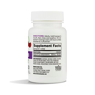 Foto 3 | Suplemento Whole Foods Market De Metil B-12, 5000 Mcg, Cereza, 60 Pastillas (paquete De 2) - Venta Internacional.