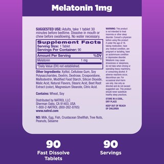 Foto 6 | Suplemento Natrol Melatonin 1 Mg De Fresa 90 Comprimidos - Venta Internacional.