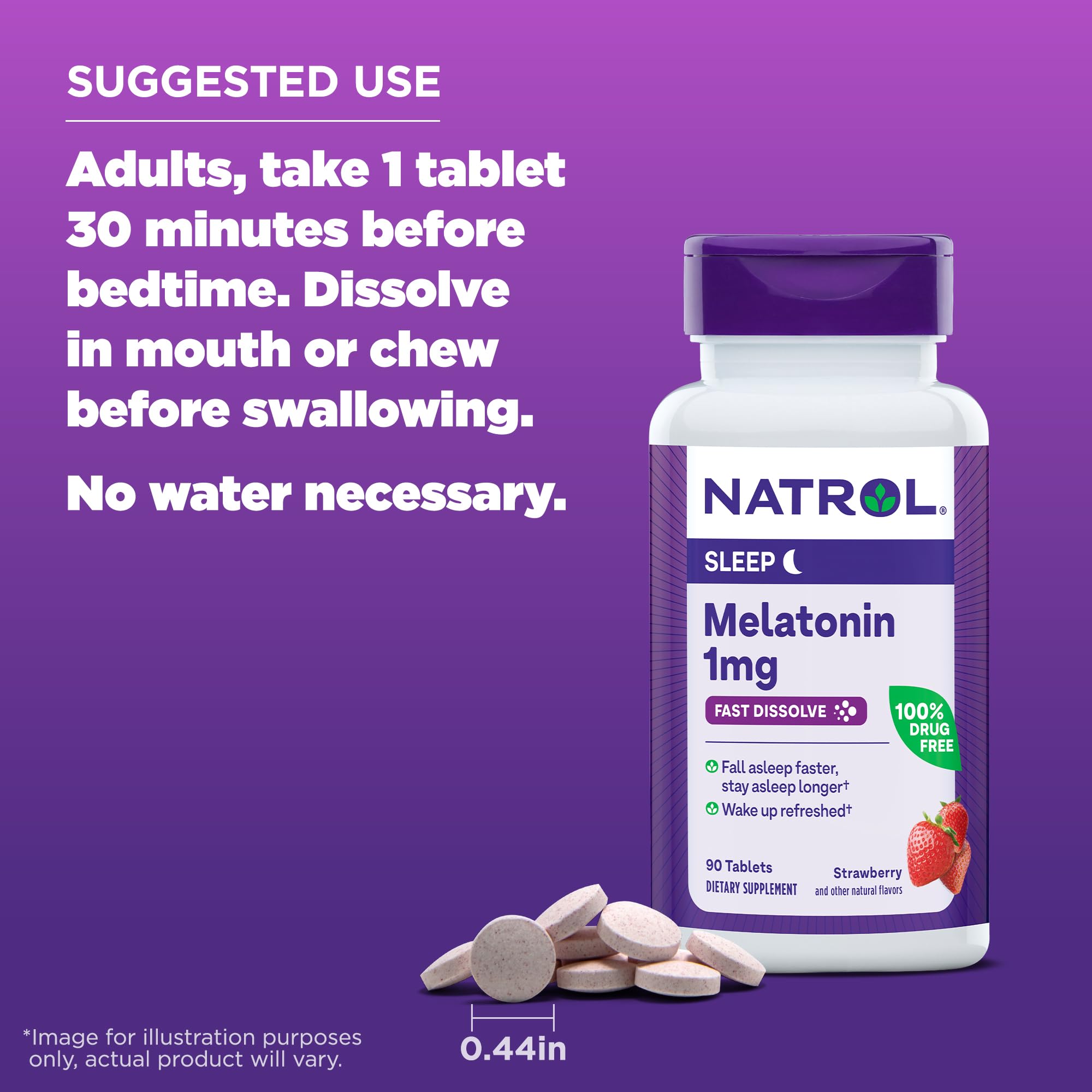 Foto 8 pulgar | Suplemento Natrol Melatonin 1 Mg De Fresa 90 Comprimidos - Venta Internacional.