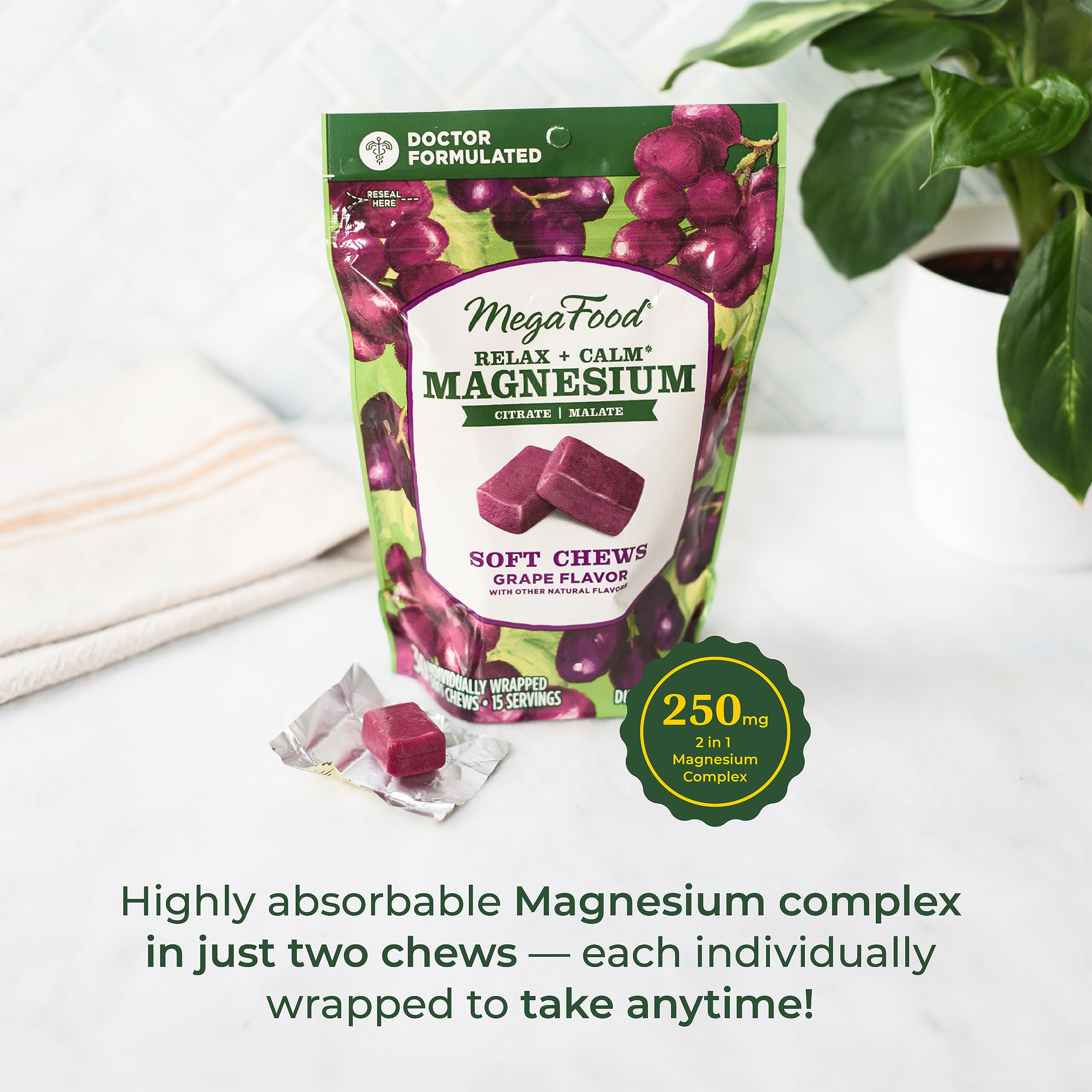 Foto 4 pulgar | Suplemento Megafood Relax + Calm Magnesio Soft Chews 30 Unidades - Venta Internacional.