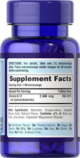 Foto 2 | Vitamina B-12 Sublingual Puritan's Pride 2500 Mcg 100 Comprimidos - Venta Internacional.