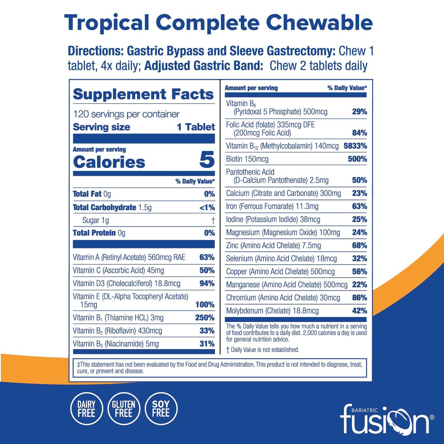Foto 3 pulgar | Suplemento Bariatric Fusion Tropical Complete Masticable 120 Comprimidos - Venta Internacional.