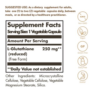 Foto 2 | Suplemento Solgar De L-glutatión Reducido 250 Mg 60 Cápsulas - Venta Internacional.