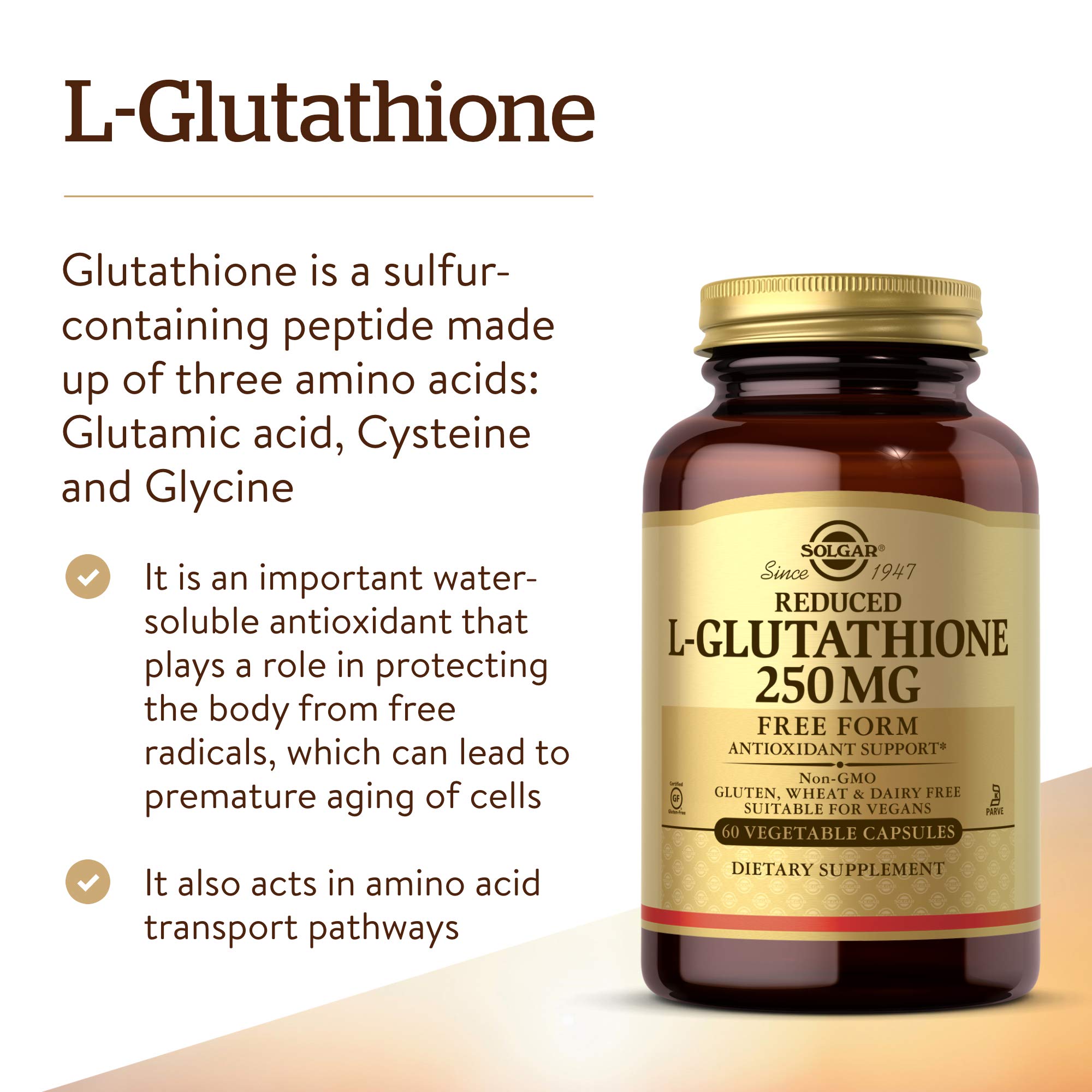 Foto 3 | Suplemento Solgar De L-glutatión Reducido 250 Mg 60 Cápsulas - Venta Internacional.