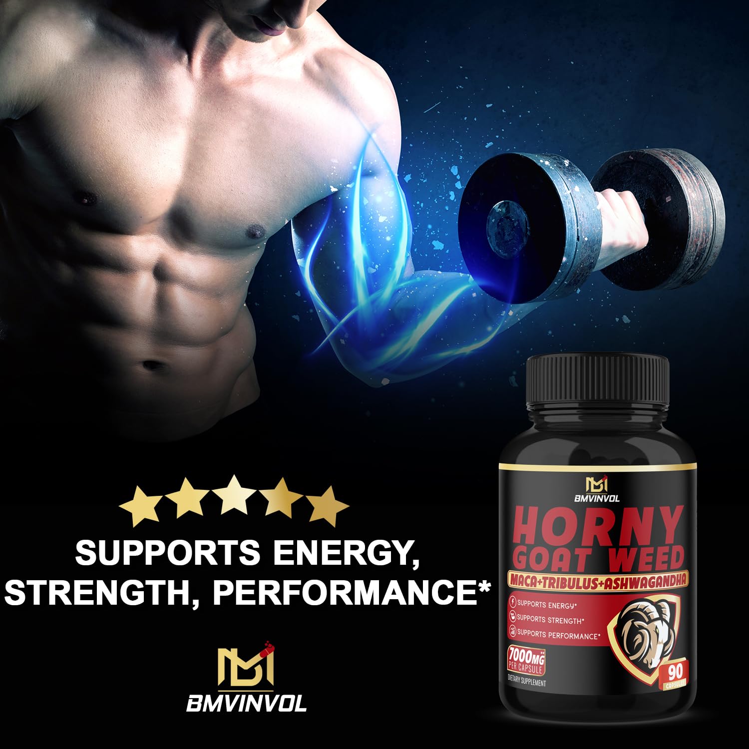 Foto 3 pulgar | Suplemento Bmvinvol Horny Goat Weed 7000 Mg 180 Cápsulas - Venta Internacional.