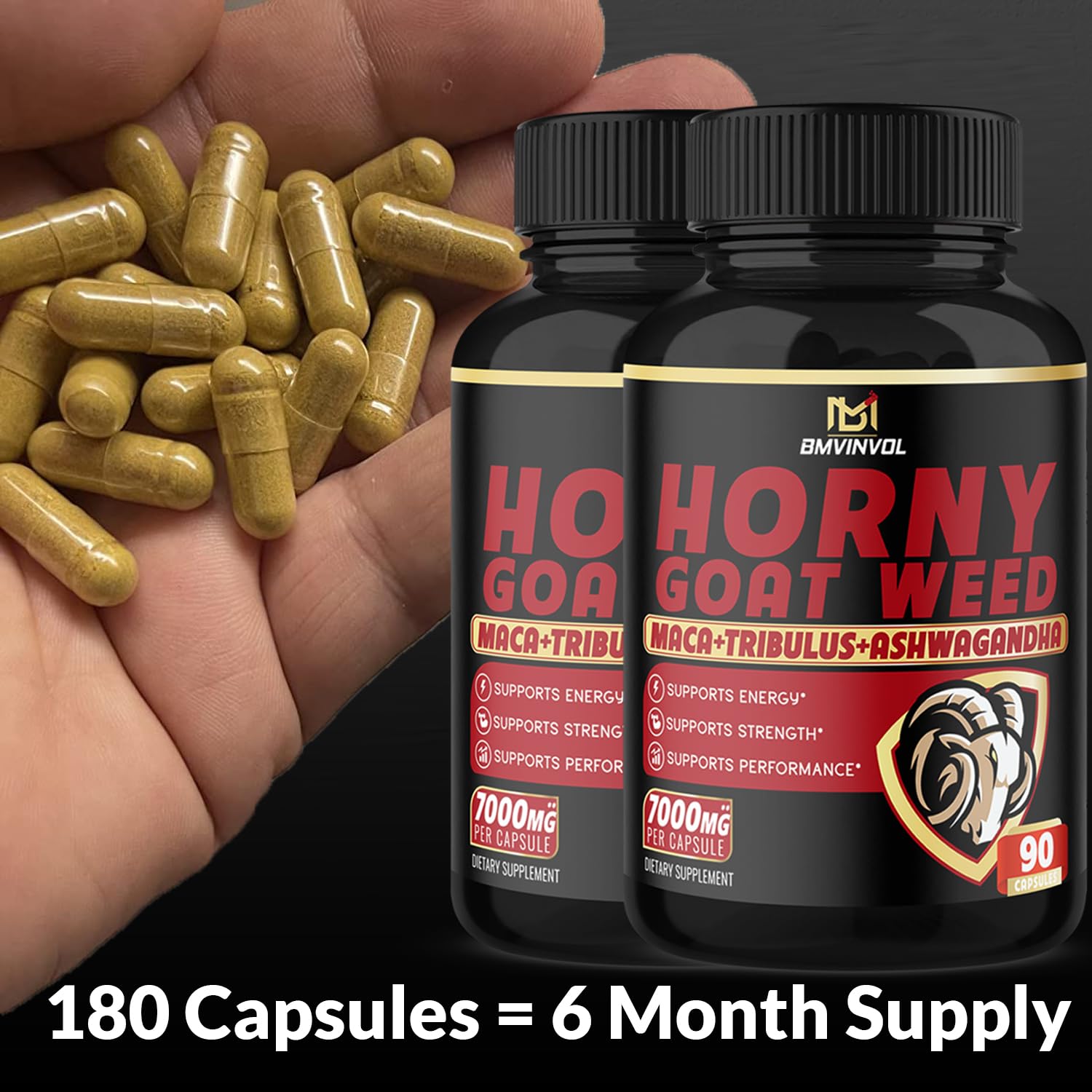 Foto 6 pulgar | Suplemento Bmvinvol Horny Goat Weed 7000 Mg 180 Cápsulas - Venta Internacional.