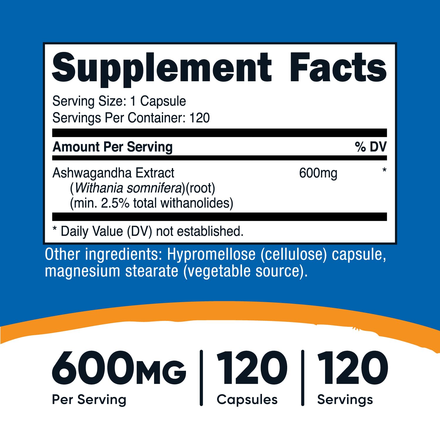 Foto 3 pulgar | Suplemento Nutricost Ashwagandha Herbal 600 Mg 120 Cápsulas - Venta Internacional.