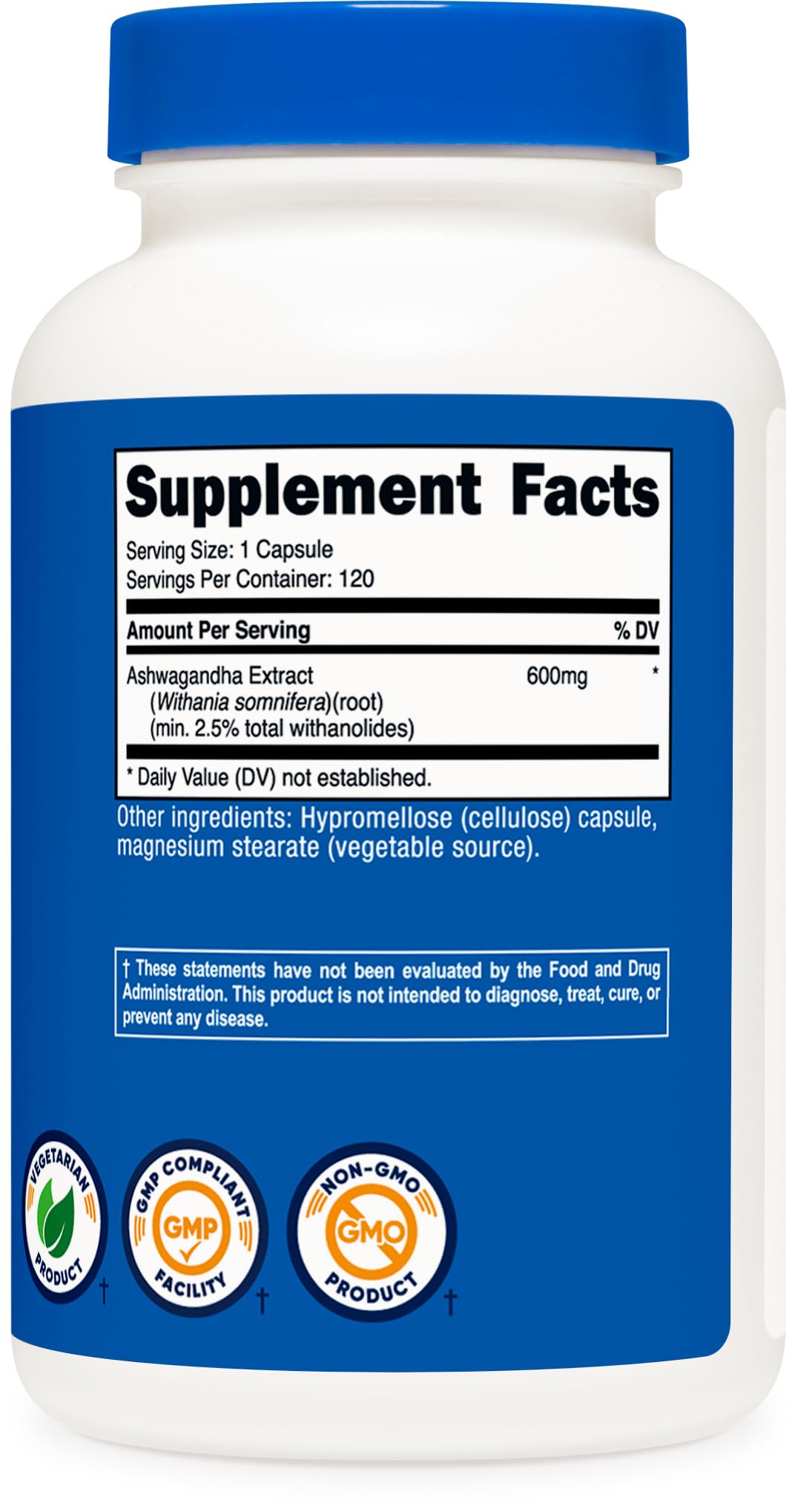 Foto 6 pulgar | Suplemento Nutricost Ashwagandha Herbal 600 Mg 120 Cápsulas - Venta Internacional.