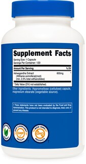Foto 5 | Suplemento Nutricost Ashwagandha Herbal 600 Mg 120 Cápsulas - Venta Internacional.