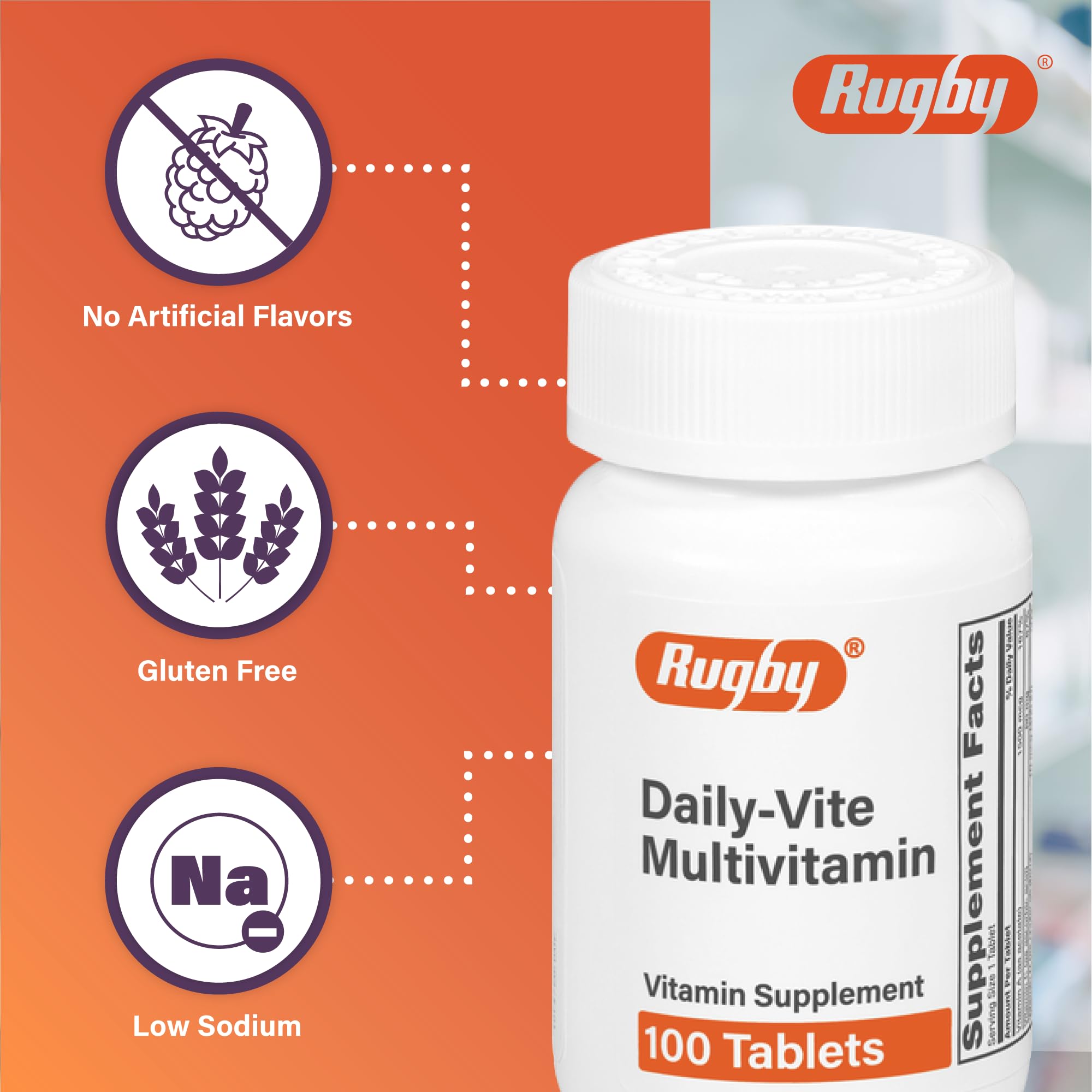 Foto 5 pulgar | Suplemento Multivitamínico Rugby Daily-vite 100 Comprimidos - Venta Internacional.