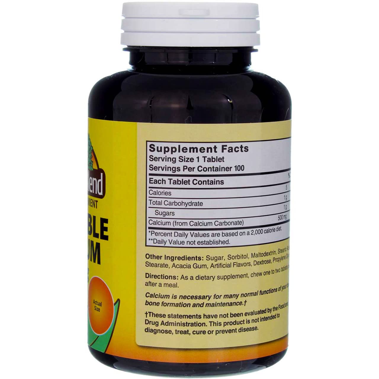 Foto 5 | Suplemento Nature's Blend Calcium Masticable 500 Mg 100 Tabletas - Venta Internacional.