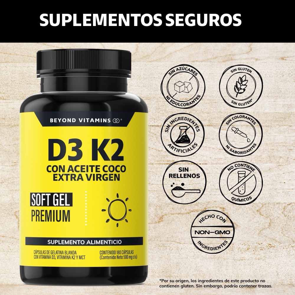 Foto 3 pulgar | Suplemento Alimenticio Beyond Vitamins Vitamina D3 Vitamina K2 Aceite De Coco Mct 180 Cápsulas