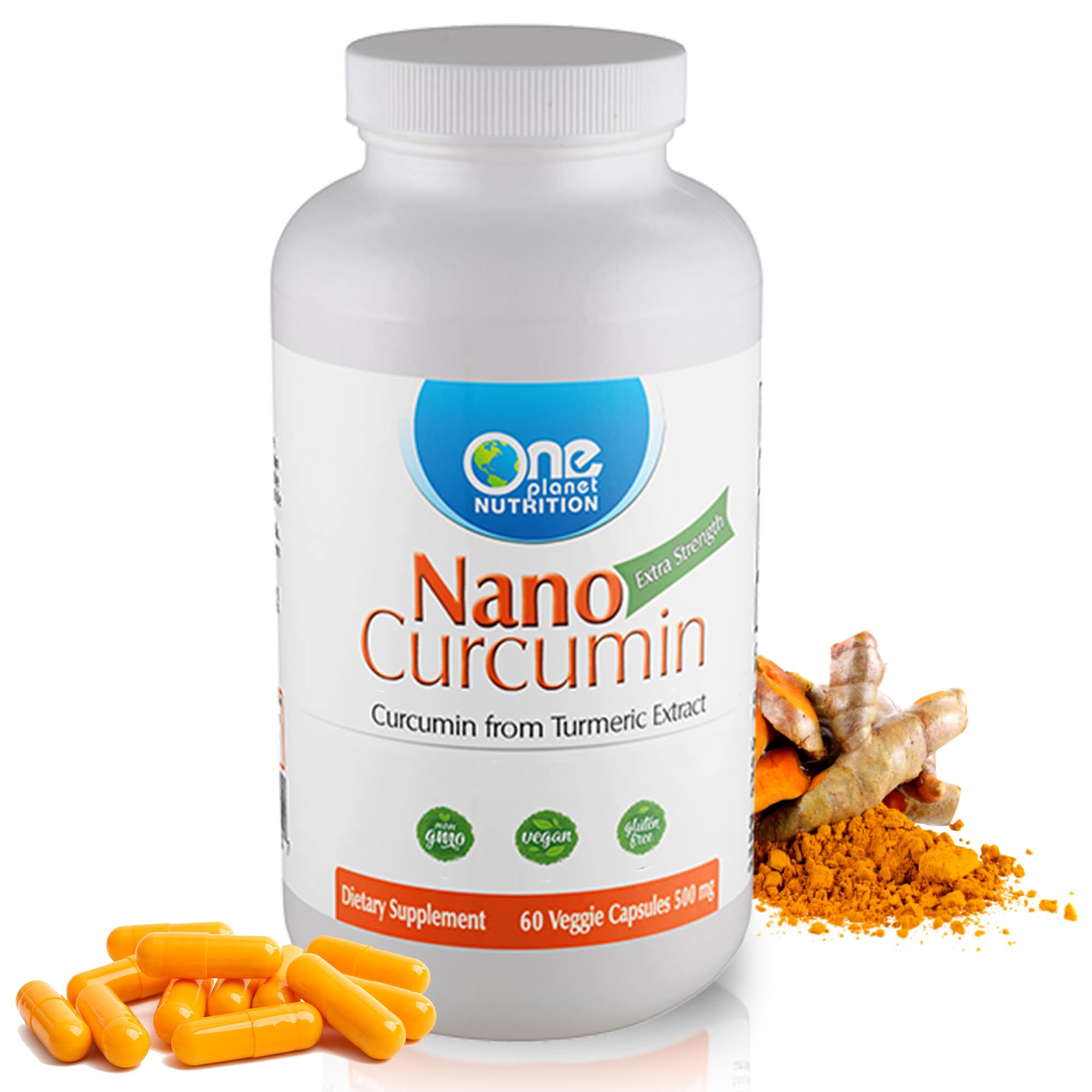 Foto 2 pulgar | Suplemento One Planet Nutrition Nano Curcumin 500 Mg 60 Cápsulas - Venta Internacional.