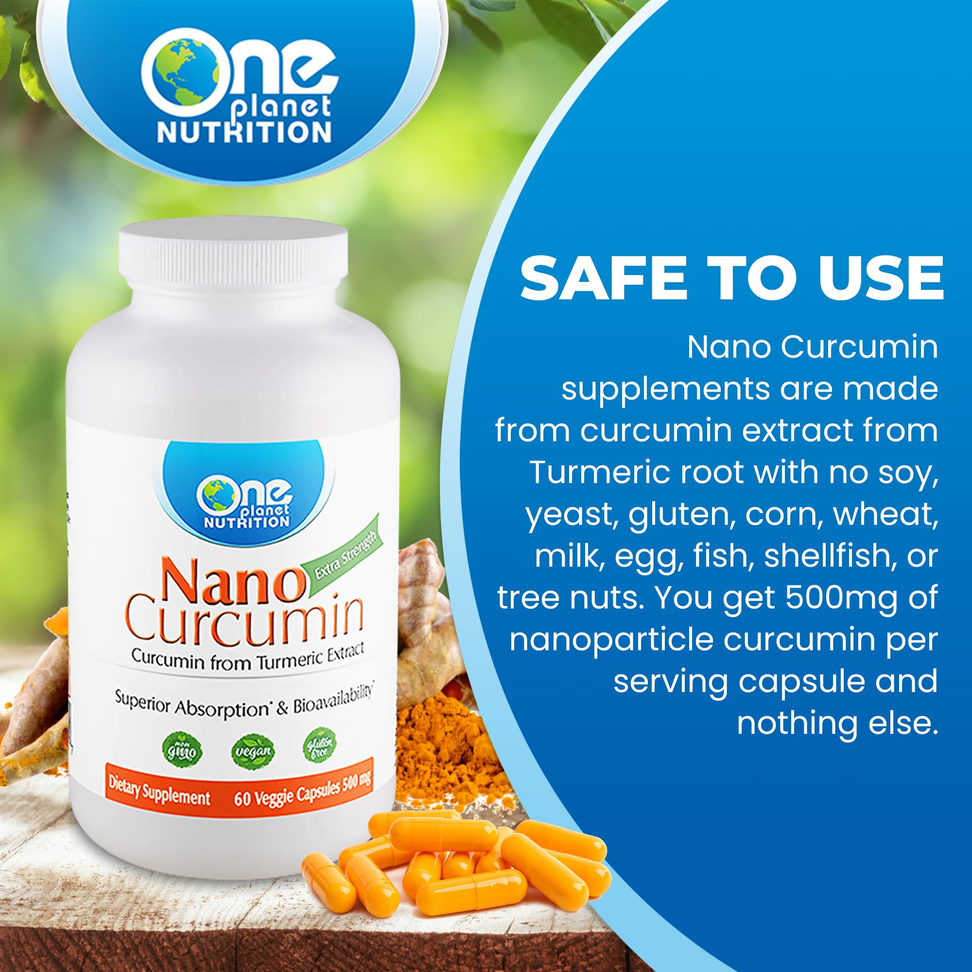 Foto 5 pulgar | Suplemento One Planet Nutrition Nano Curcumin 500 Mg 60 Cápsulas - Venta Internacional.