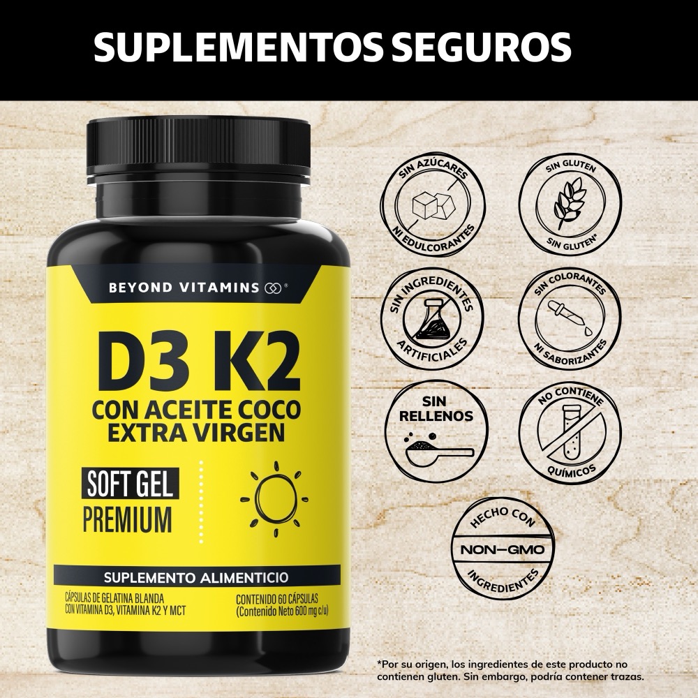 Foto 3 pulgar | Suplemento Alimenticio Beyond Vitamins Vitamina D3 Vitamina K2 Aceite De Coco Mct 60 Cápsulas