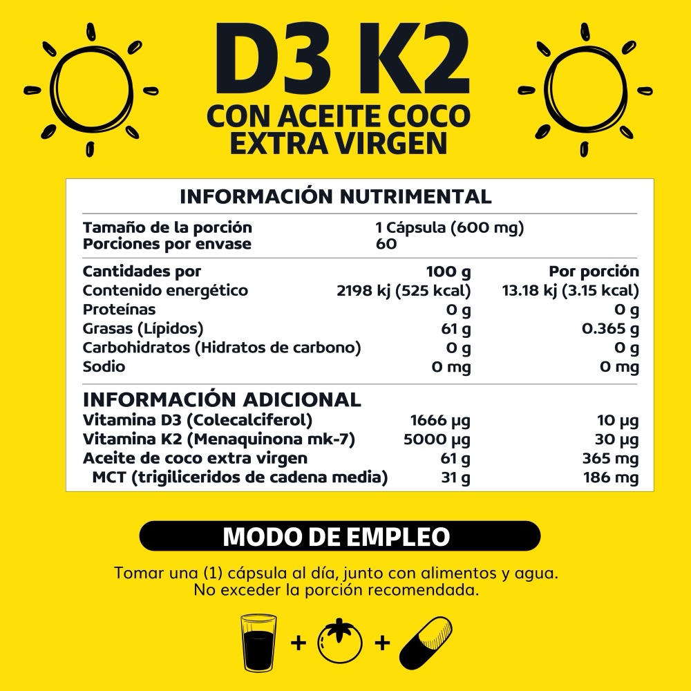Foto 7 pulgar | Suplemento Alimenticio Beyond Vitamins Vitamina D3 Vitamina K2 Aceite De Coco Mct 60 Cápsulas