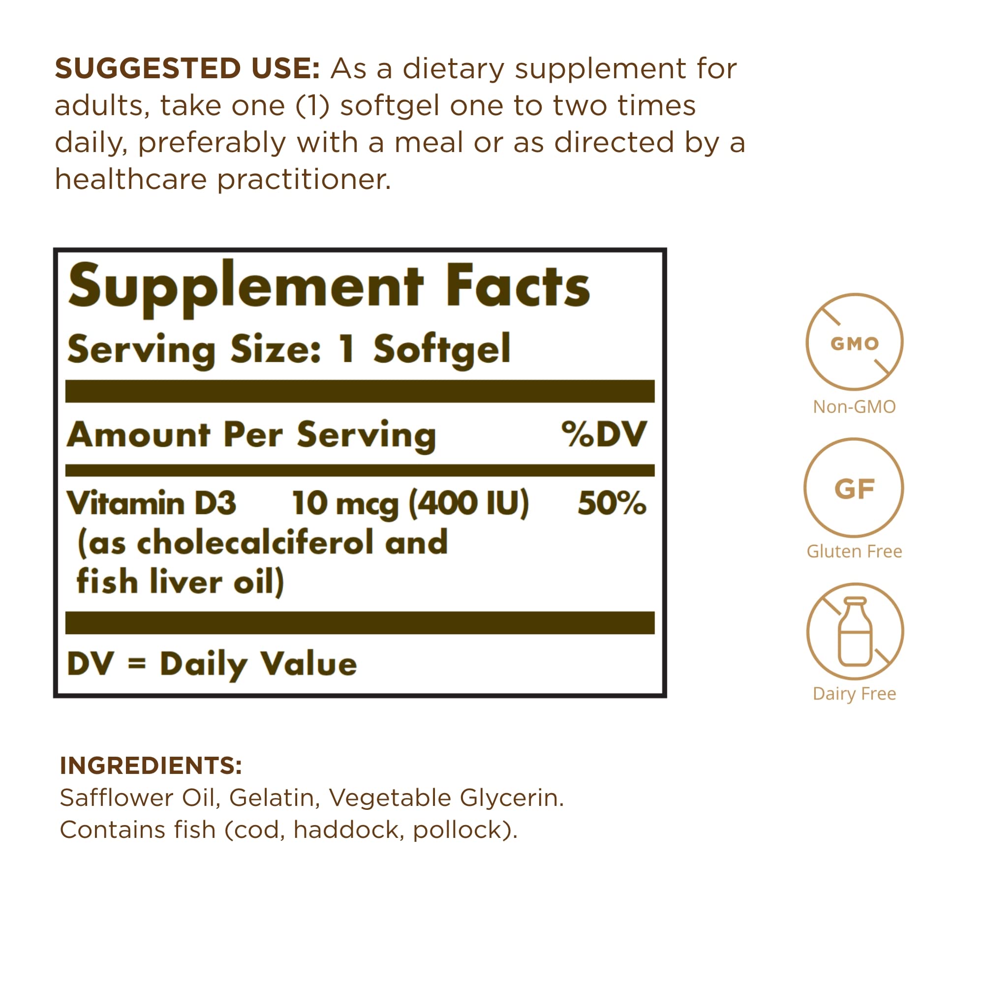 Foto 3 pulgar | Suplemento Solgar De Vitamina D3, 10 Mcg (400 Ui), 250 Cápsulas Blandas - Venta Internacional.