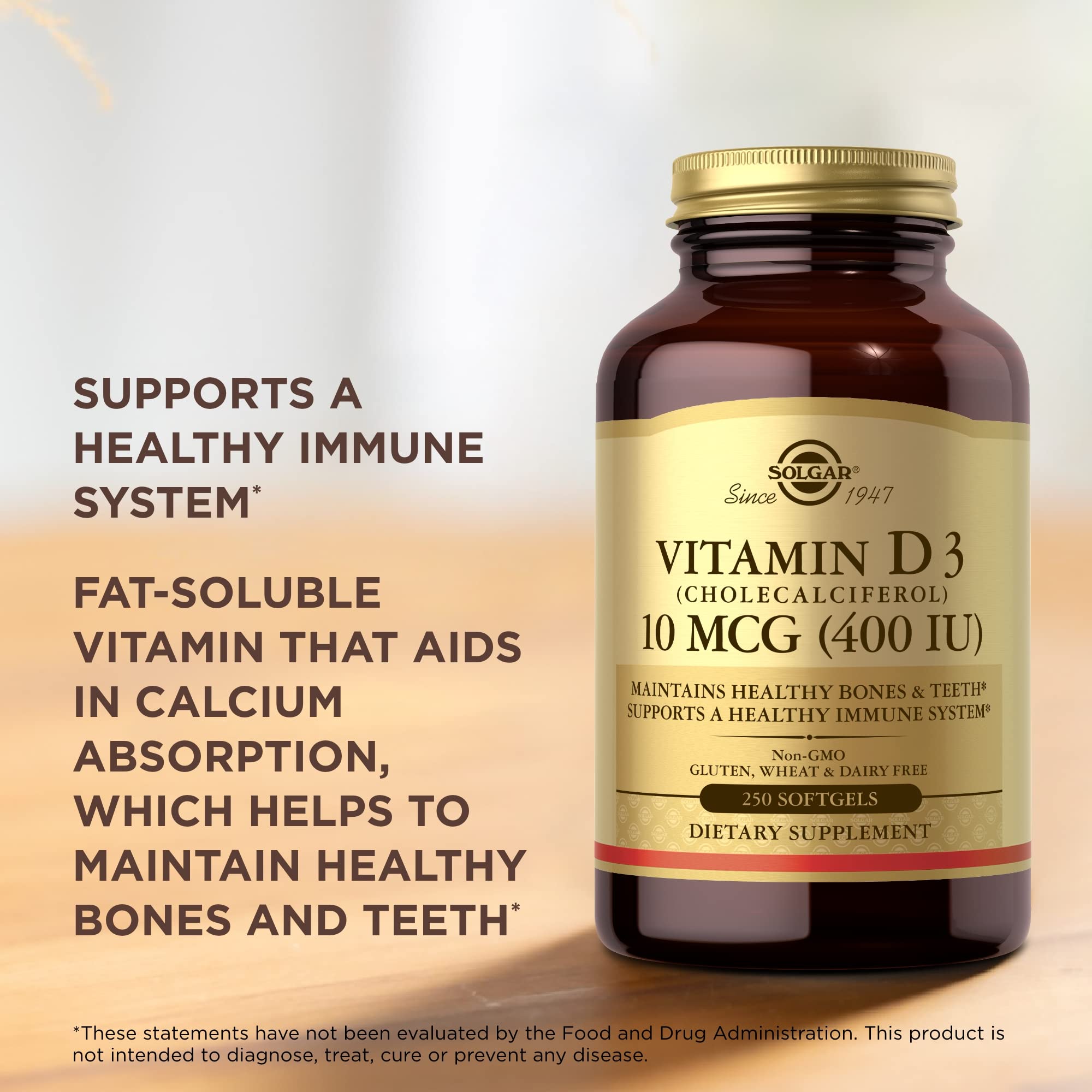 Foto 5 | Suplemento Solgar De Vitamina D3, 10 Mcg (400 Ui), 250 Cápsulas Blandas - Venta Internacional.