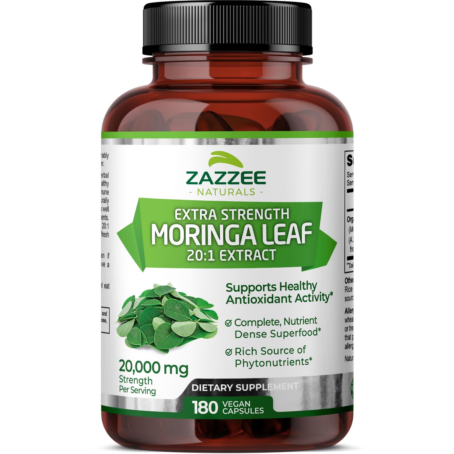 Foto 1 | Suplemento De Extracto De Moringa Orgánico De Zazzee, 20,000 Mg, 180 Cápsulas - Venta Internacional.