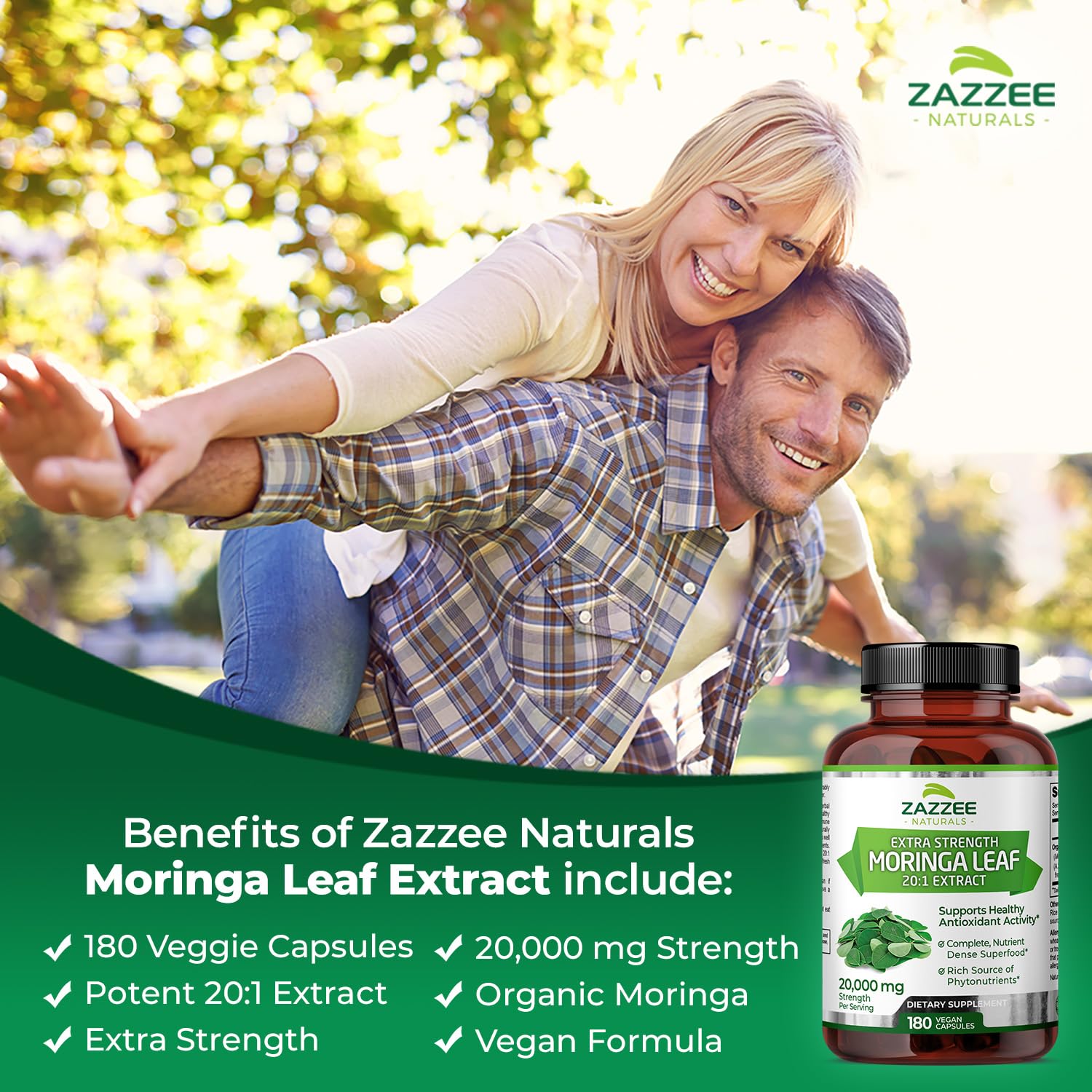 Foto 3 pulgar | Suplemento De Extracto De Moringa Orgánico De Zazzee, 20,000 Mg, 180 Cápsulas - Venta Internacional.