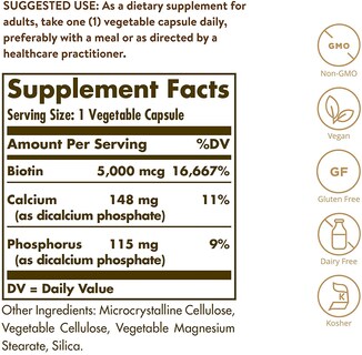 Foto 2 | El Suplemento Solgar Biotina De 5000 Mcg Apoya La Salud De La Piel (180 Unidades) - Venta Internacional.