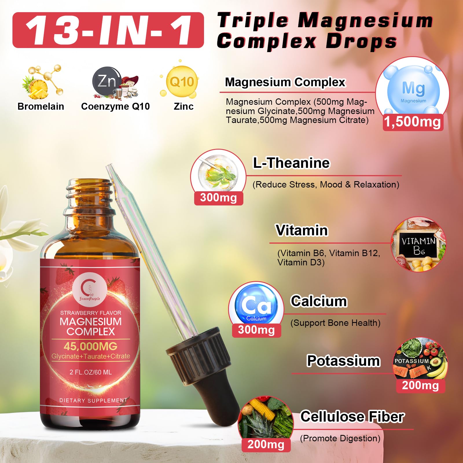 Foto 3 | Gotas Líquidas De Complejo De Magnesio Gpgp Greenpeople, 45 Ml, 1500 Mg - Venta Internacional.