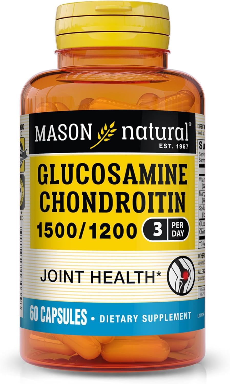 Foto 2 pulgar | Suplemento Mason Natural, Glucosamina Y Condroitina 1500/1200, 60 Cápsulas - Venta Internacional.