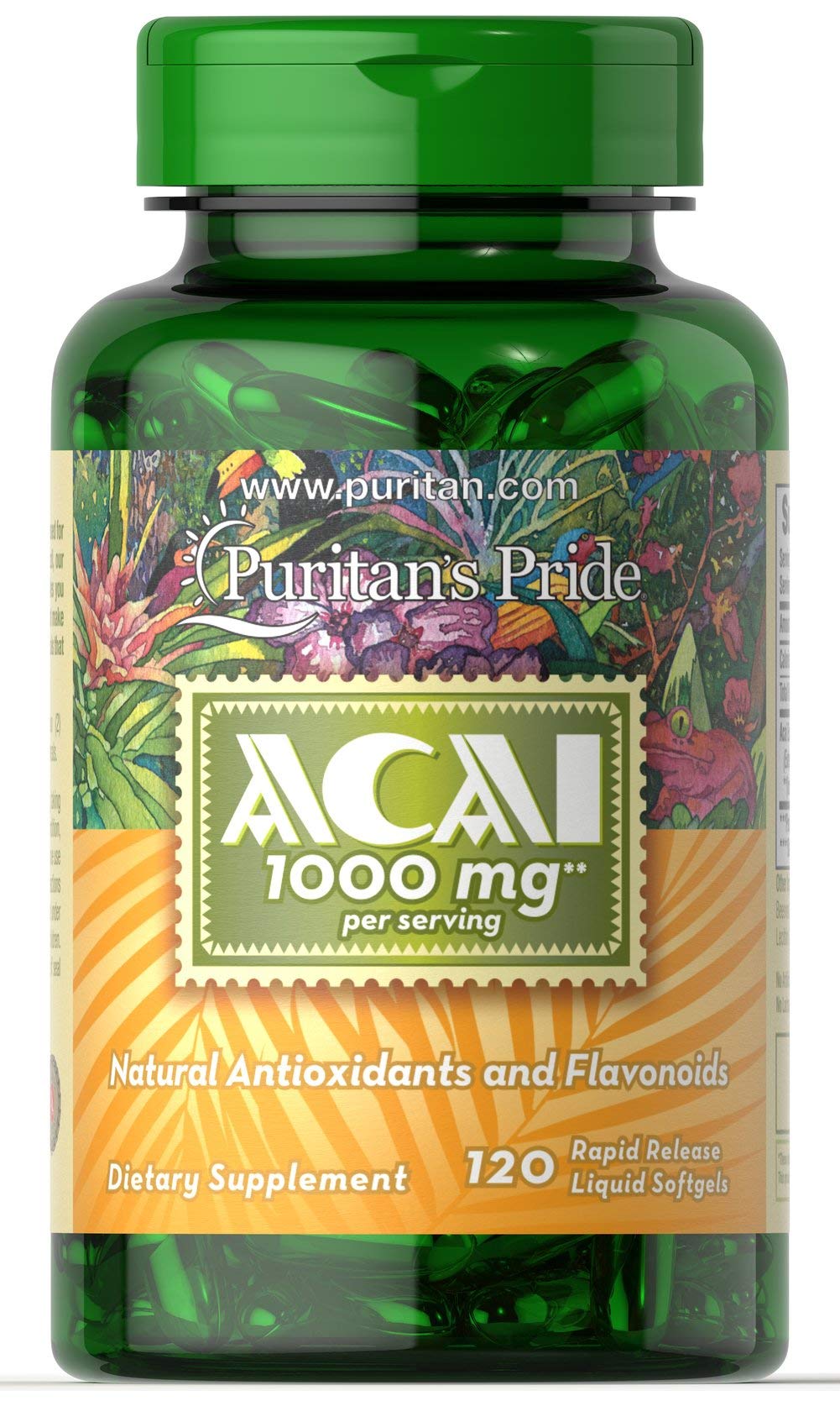 Foto 2 pulgar | Suplemento Puritan's Pride Acai 1000 Mg 120 Comprimidos - Venta Internacional.