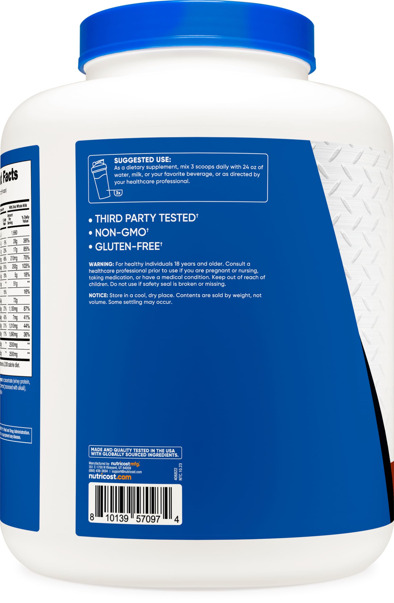Foto 5 pulgar | Mass Gainer Nutricost, Sabor A Chocolate Doble, 3,04 Kg - Venta Internacional.