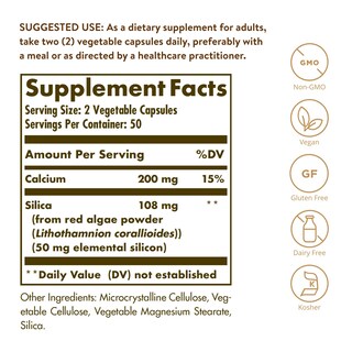 Foto 2 | Suplemento Solgar De Sílice Oceánica De Algas Rojas, 25 Mg, 100 Cápsulas - Venta Internacional.