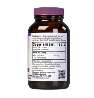 Foto 2 | Suplemento De Ácido Alfa Lipoico Bluebonnet 300 Mg 60 Cápsulas - Venta Internacional.