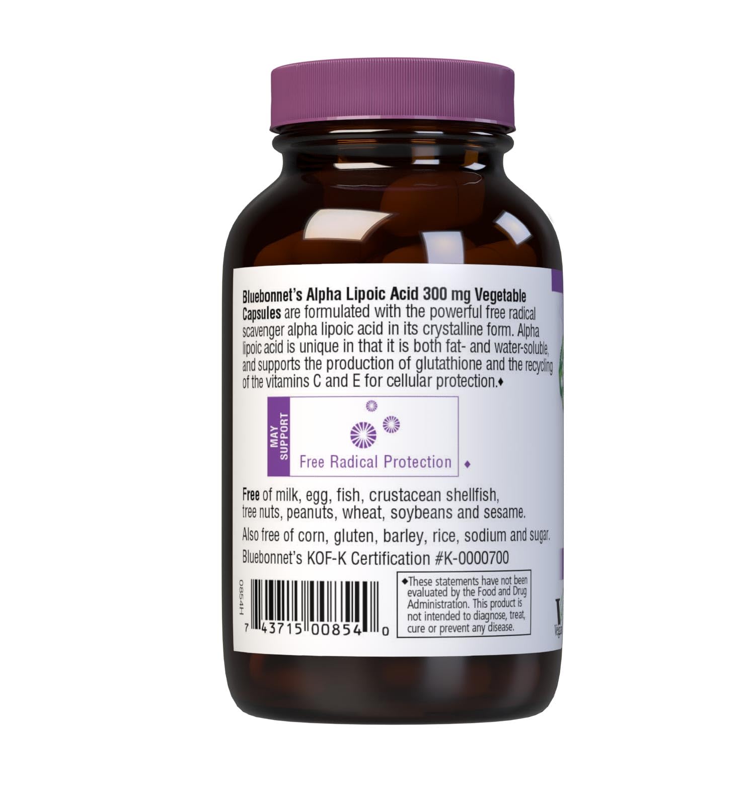 Foto 3 | Suplemento De Ácido Alfa Lipoico Bluebonnet 300 Mg 60 Cápsulas - Venta Internacional.