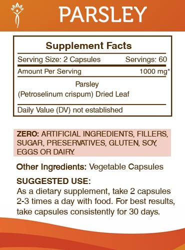 Foto 4 pulgar | Suplemento Secrets Of The Tribe Perejil 120 Cápsulas 1000 Mg - Venta Internacional.