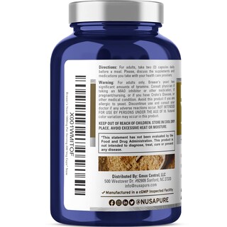 Foto 3 | Suplemento De Levadura De Cerveza Nusapure 1000 Mg 200 Cápsulas - Venta Internacional.