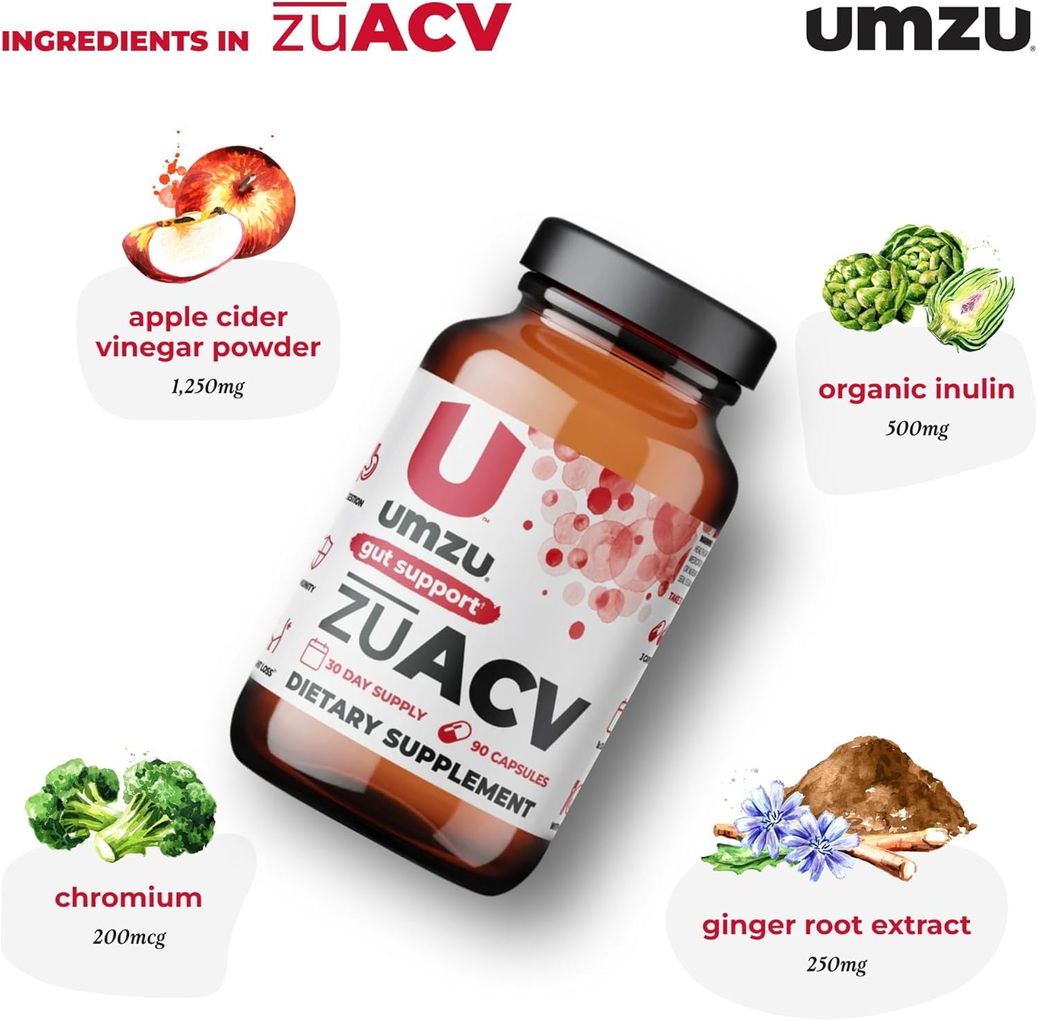 Foto 7 pulgar | Suplemento Umzu Zuacv+prebiotics De Vinagre De Sidra De Manzana 90 Cápsulas - Venta Internacional.